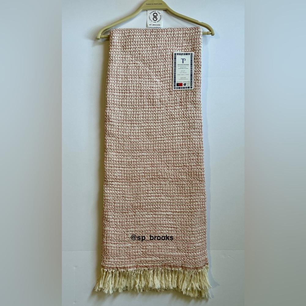 🎁Texteis Penedo Throw Blanket - Cotton - Peppermint - Reverse Waffle Bands